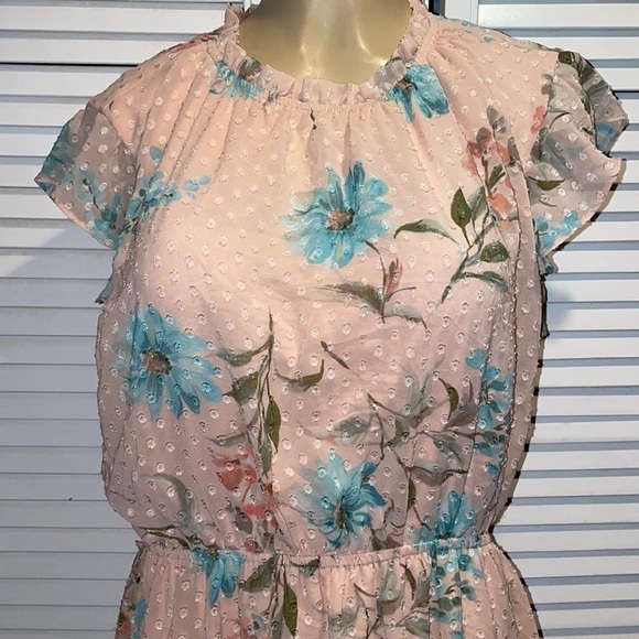 Dr2 by Daniel Rinn Pink and Blue Floral Dotted Dress size L - Picture 3 of 8